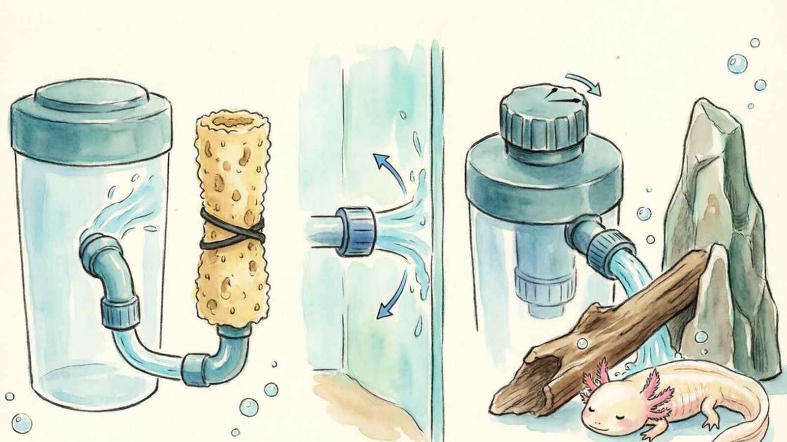 Five proven methods to reduce filter flow for axolotl tanks