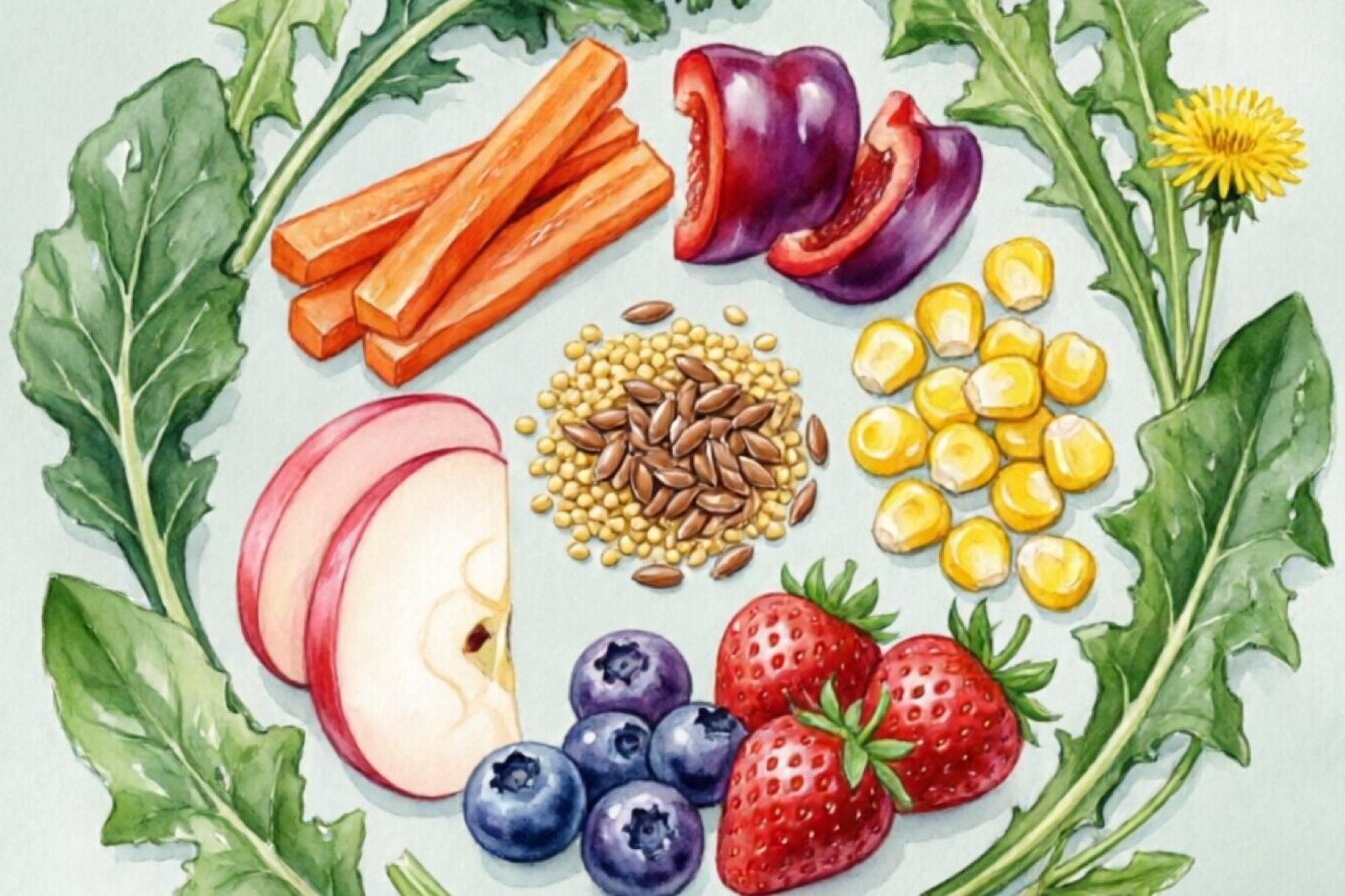 Variety of safe vegetables and fruits for budgies