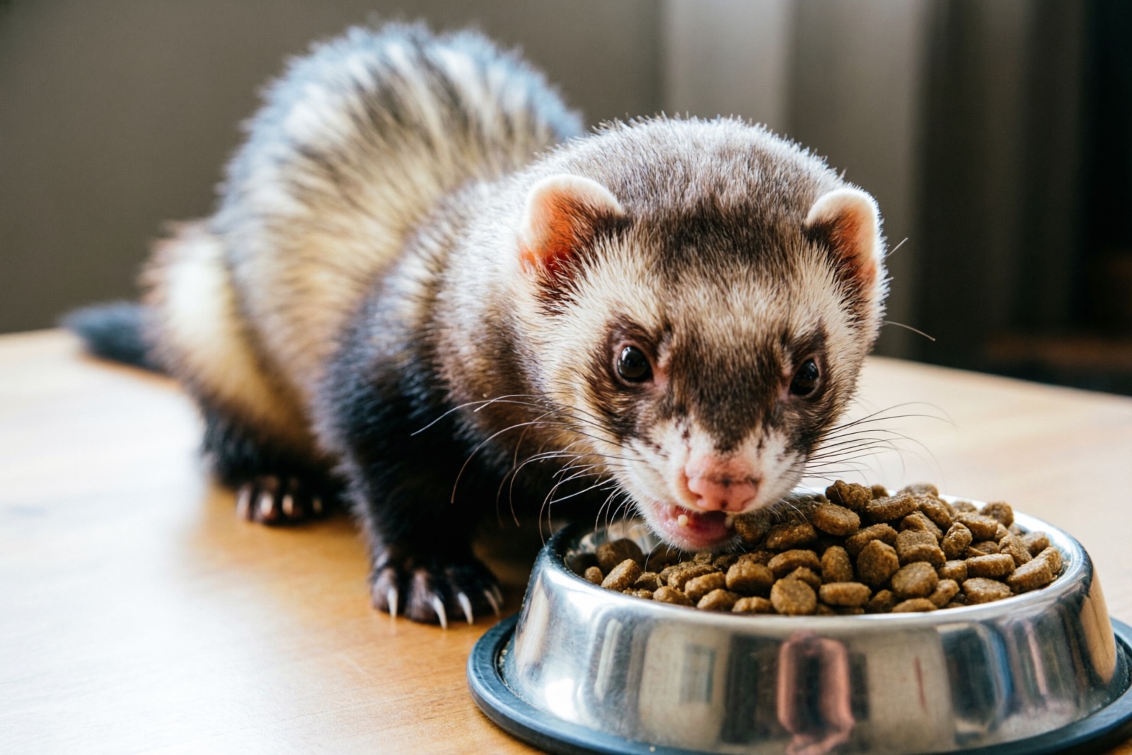 Playful ferret exploring