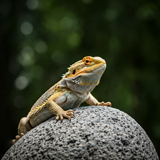 Bearded dragon lizard on a rock