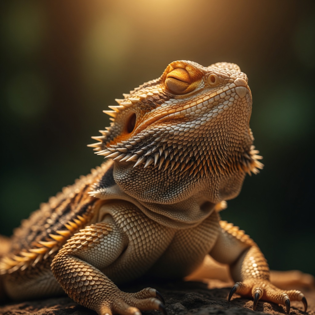 A bearded dragon resting on a rock