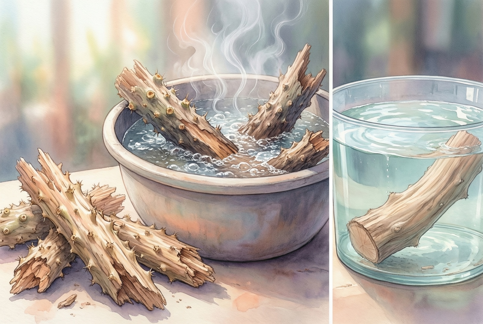 Boiling and preparing cholla driftwood for safe use in an axolotl tank