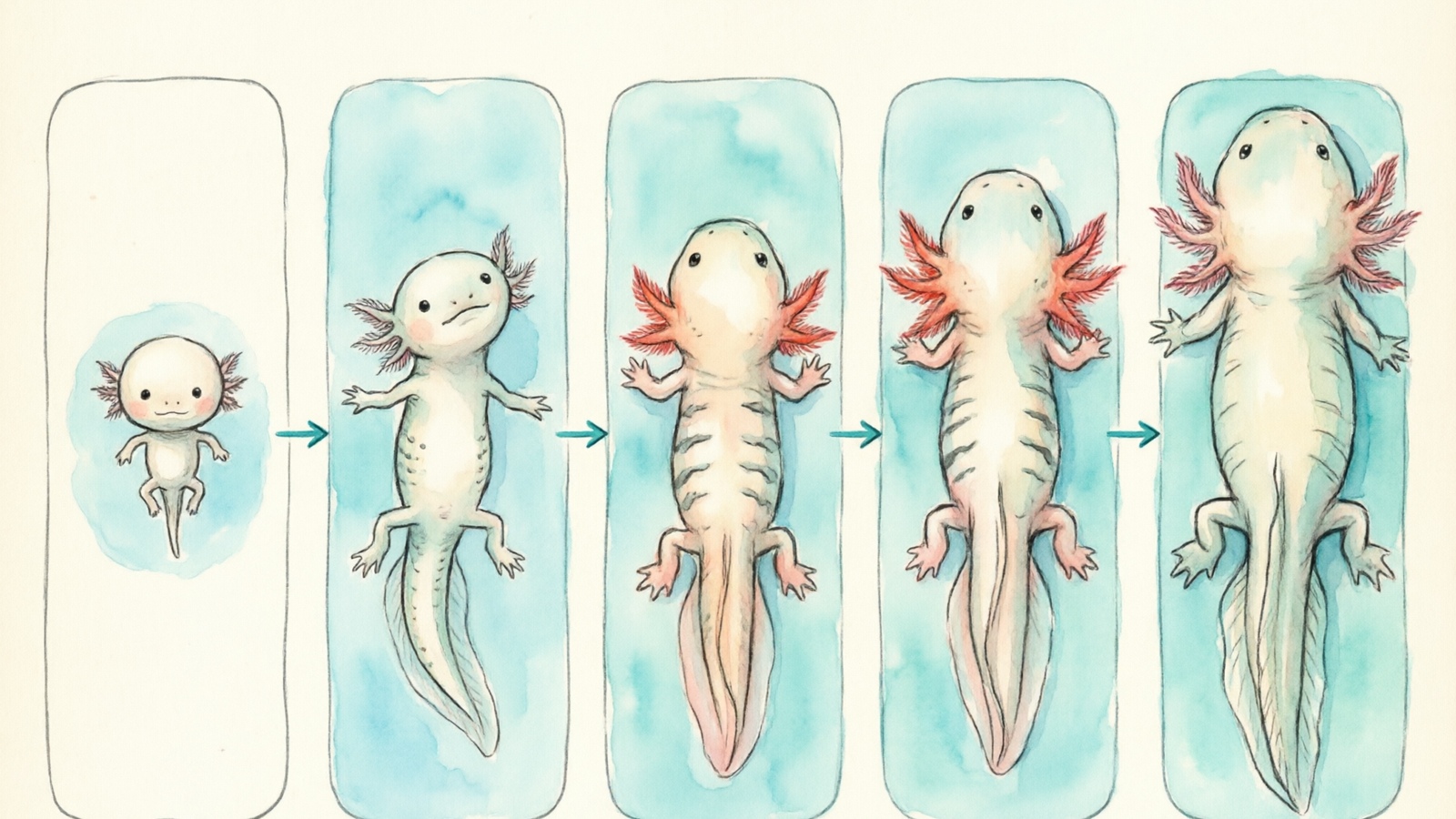 Axolotl growth stages timeline — from hatchling to full adult size