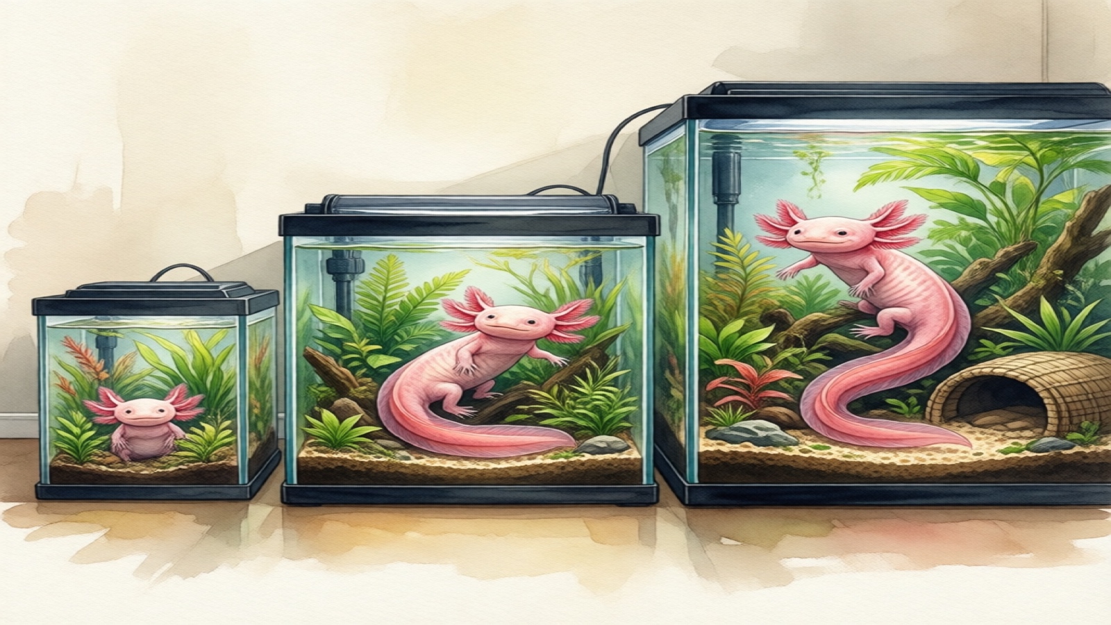 Juvenile vs adult axolotl tank size comparison