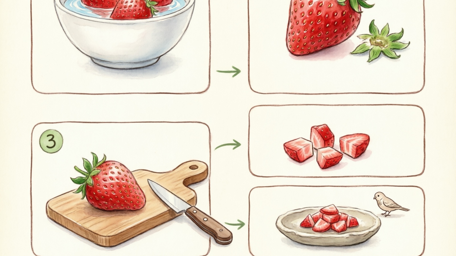 Safe preparation steps for feeding strawberries to budgies