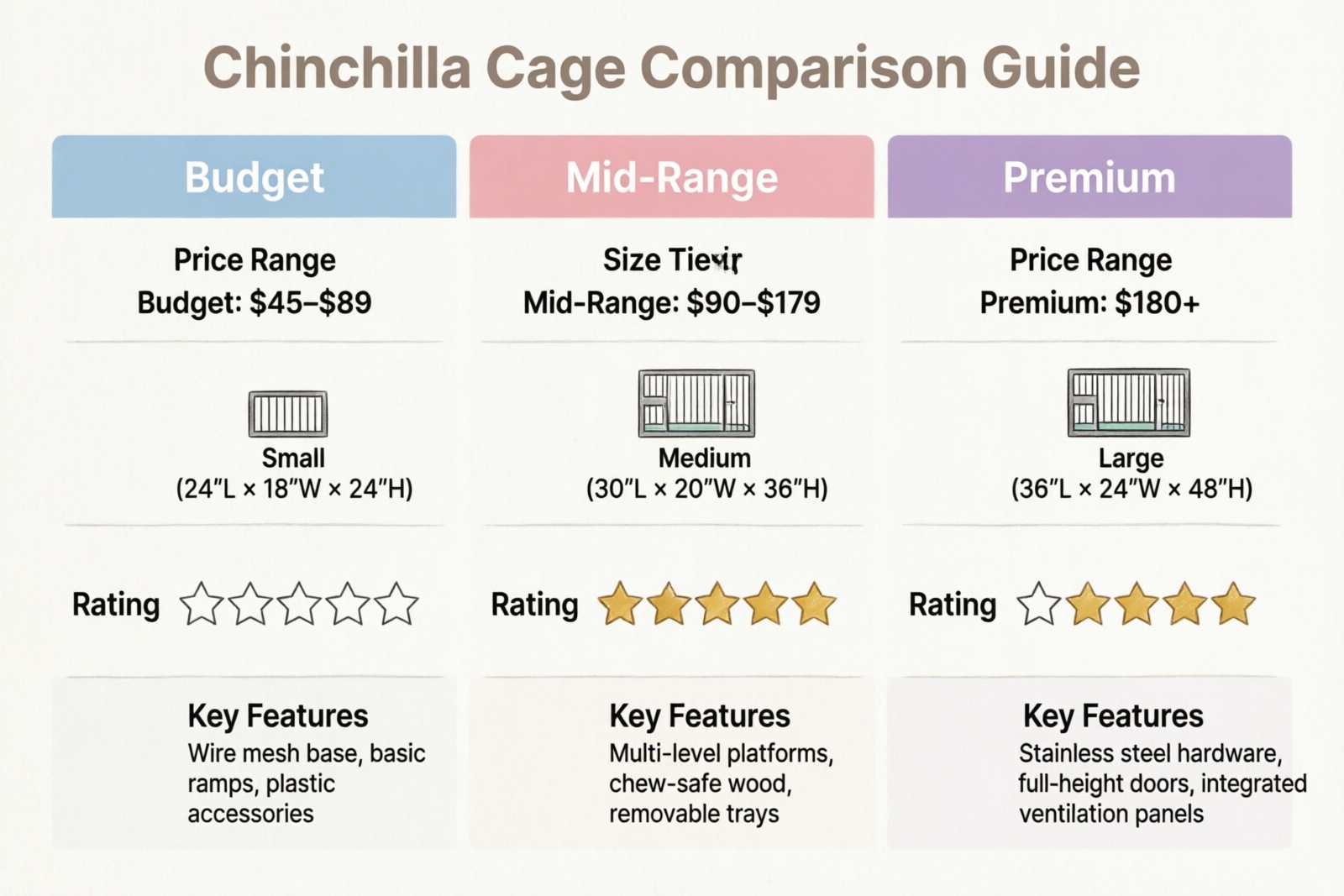 Chinchilla cage price comparison chart