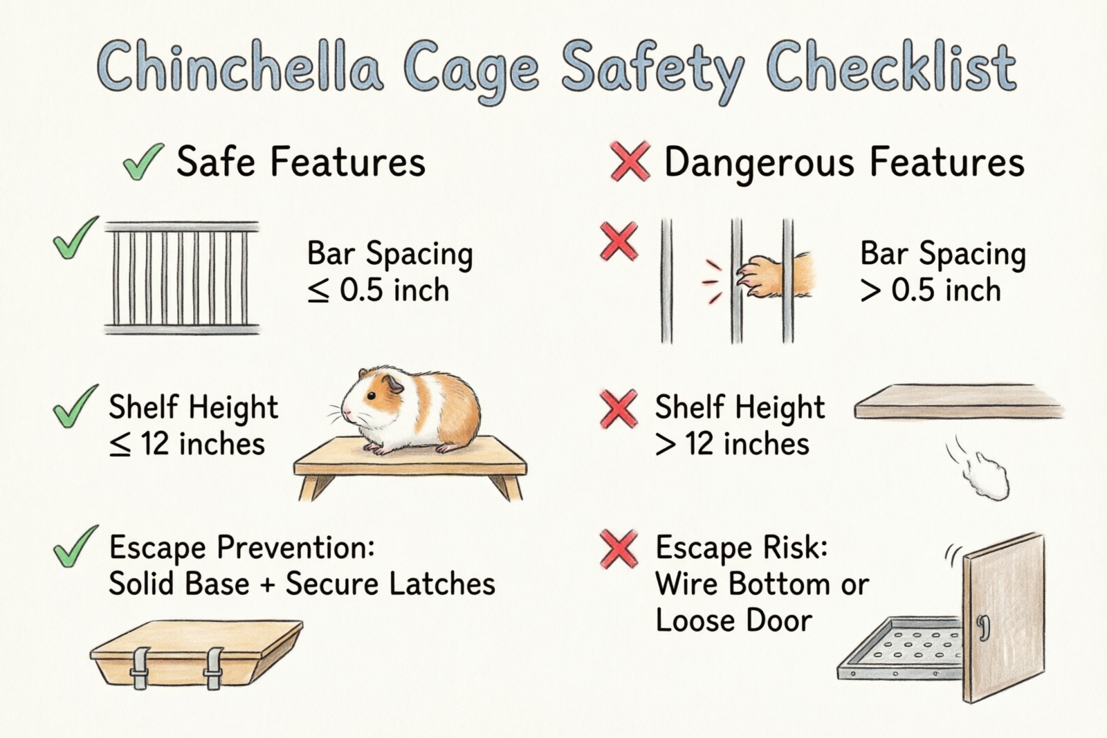 Chinchilla cage safety checklist