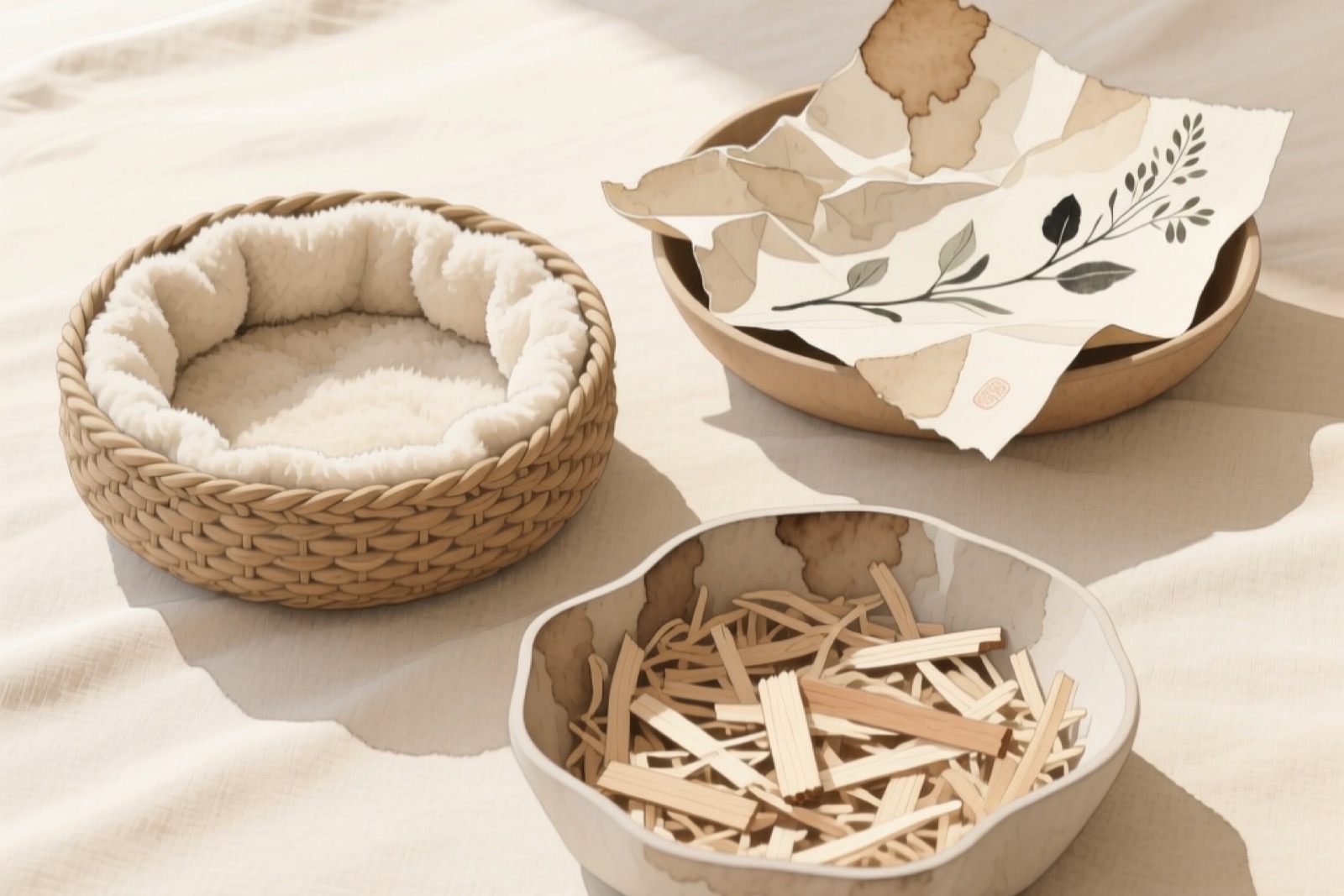 Paper vs pine vs fleece ferret bedding comparison