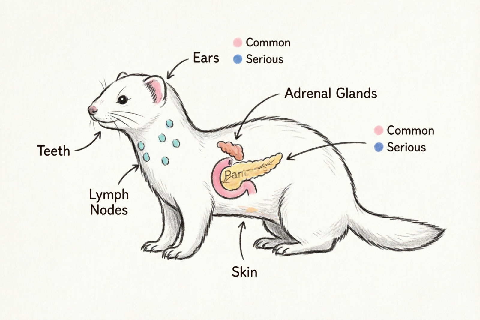 Ferret common diseases overview chart