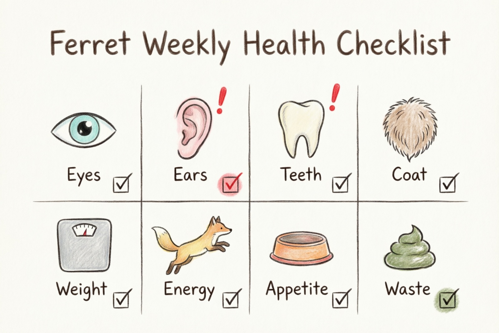 Ferret health supplies checklist