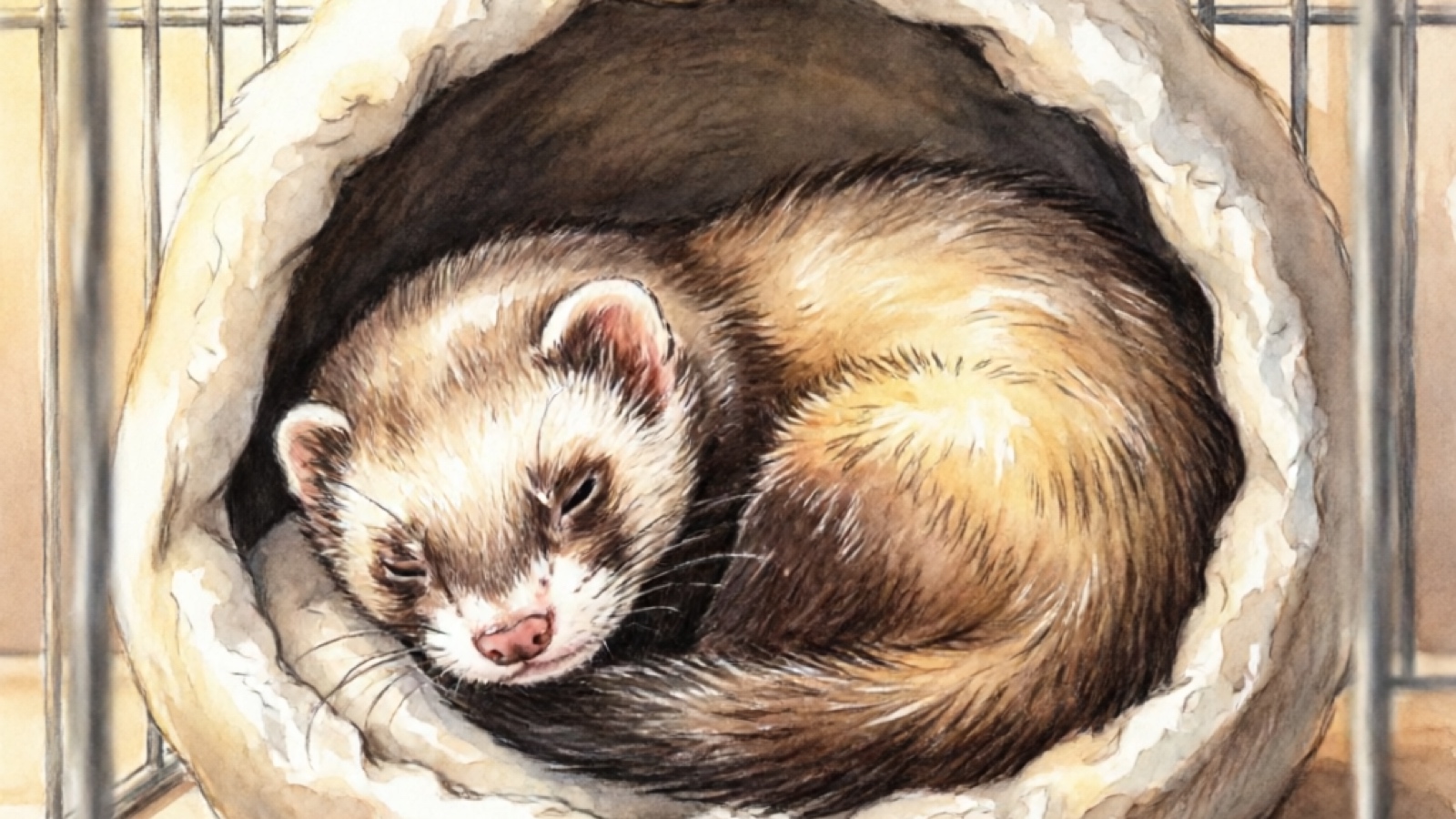Cozy ferret hideout cave in a cage