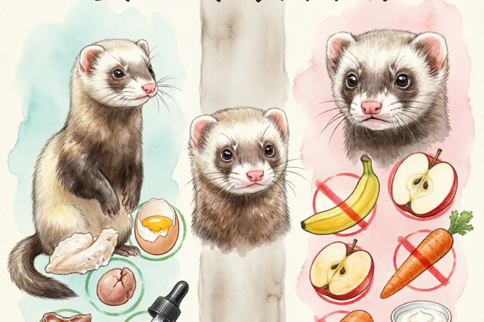 Safe vs unsafe treats for ferrets: meat-based treats vs sugary fruits