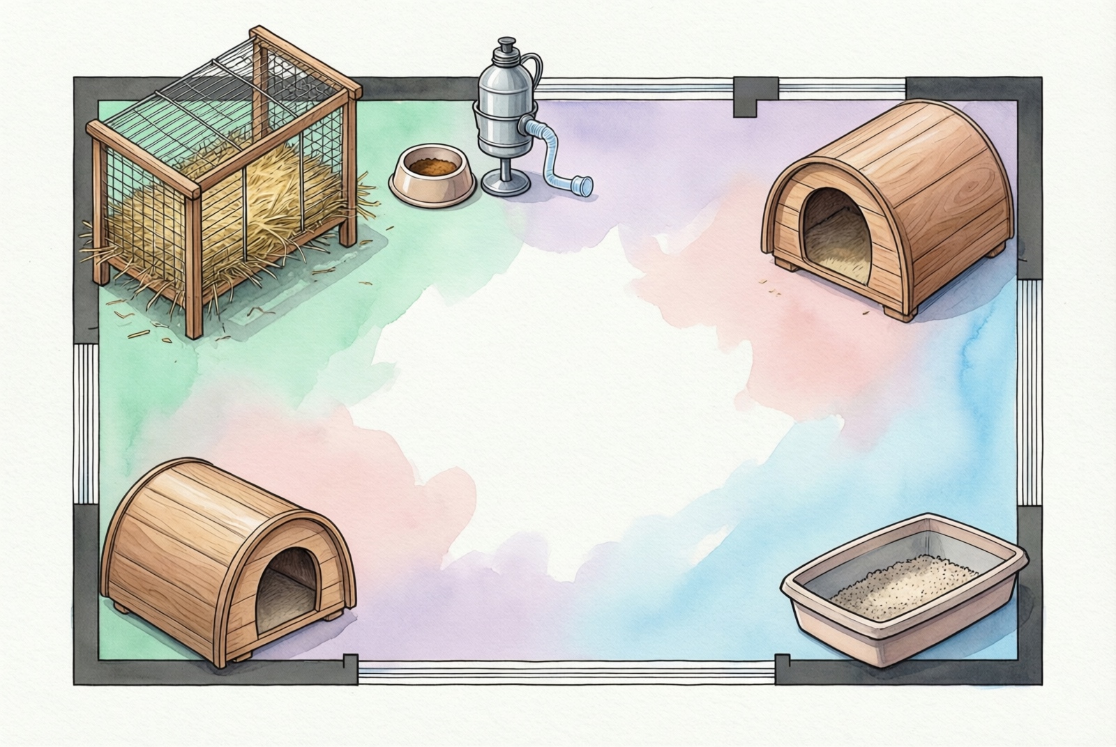 Guinea pig cage layout diagram