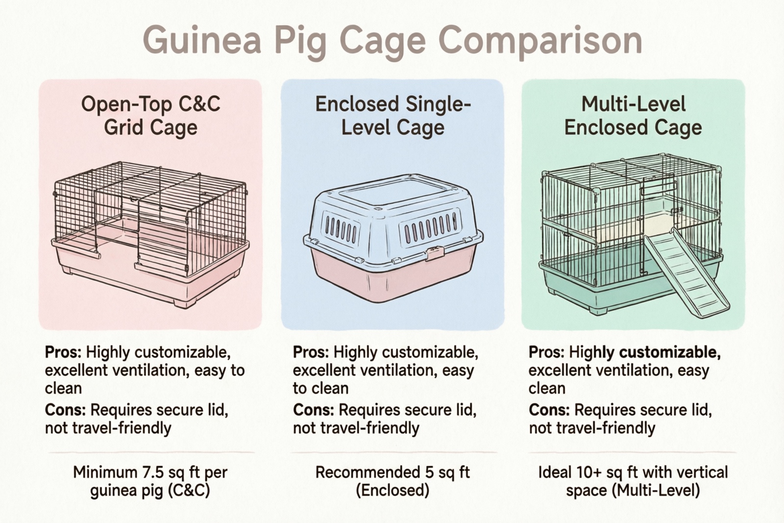 Guinea pig cage types comparison