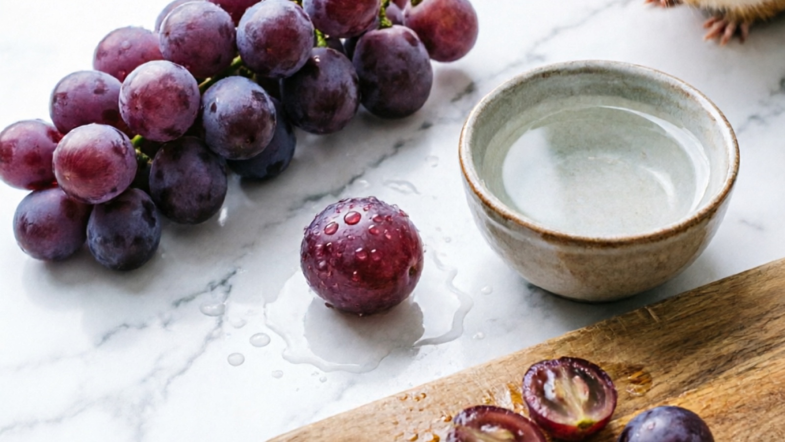 Properly washed and prepared grapes for guinea pigs