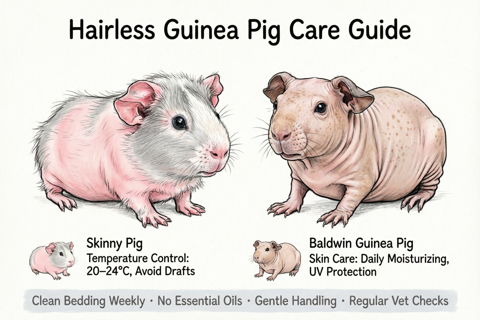 Guinea pig hairless breeds comparison