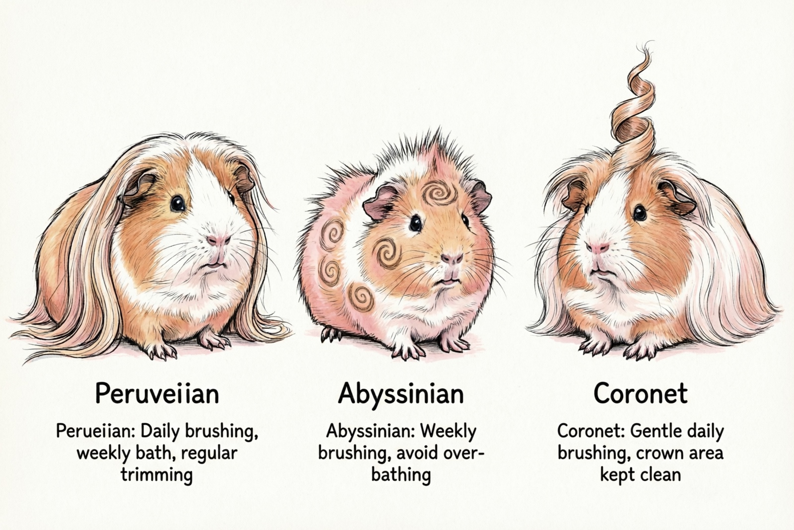 Guinea pig long hair breeds comparison