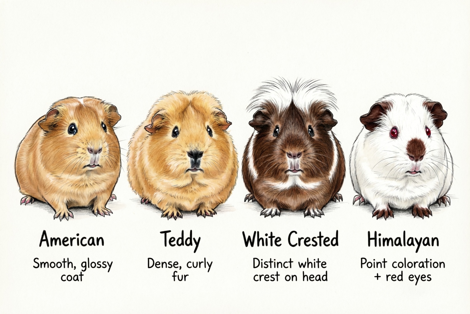 Guinea pig short hair breeds comparison
