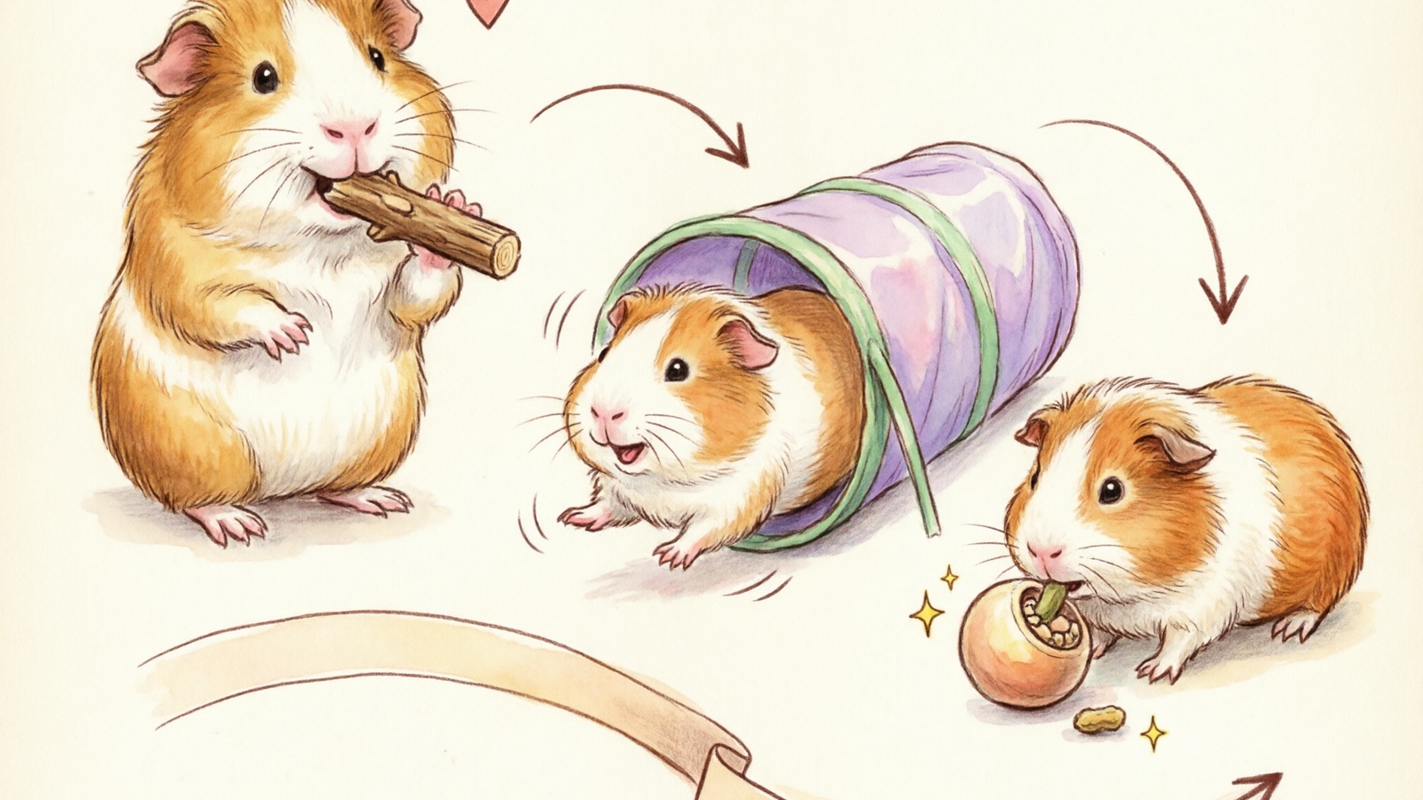 Step-by-step guide to choosing guinea pig toys from chews through tunnels to foraging enrichment