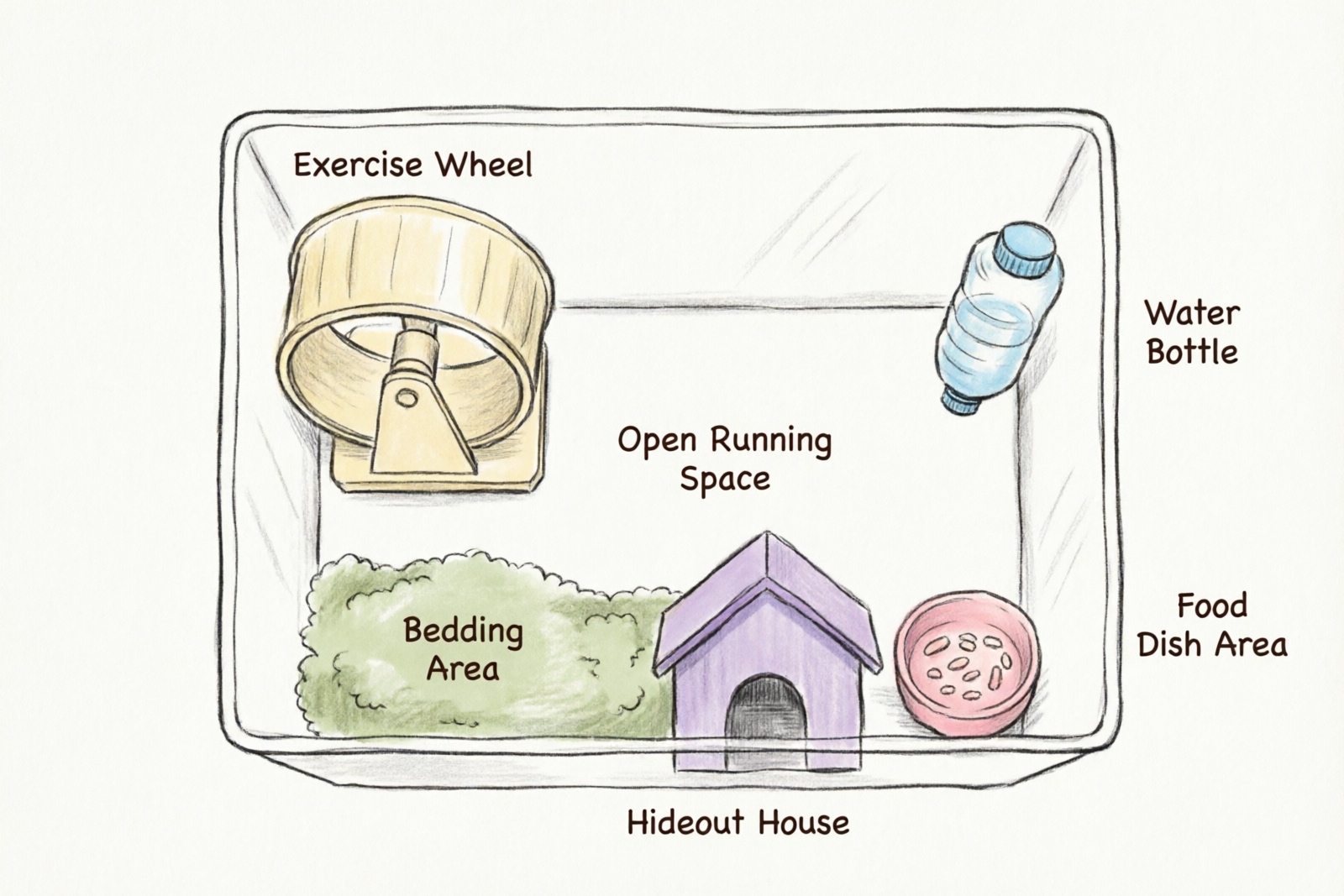 Bin cage interior layout top-down diagram