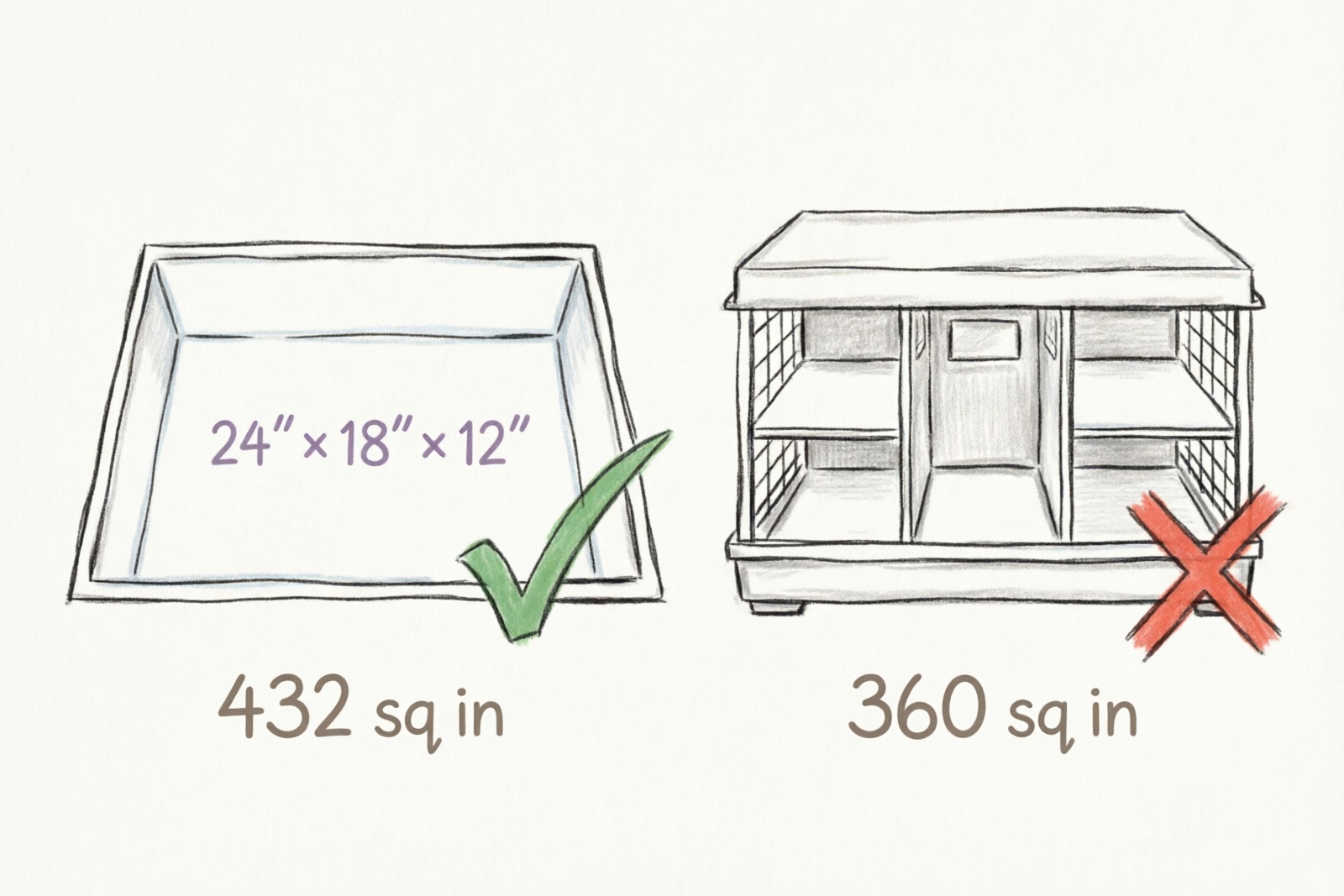Bin cage vs commercial cage floor space comparison