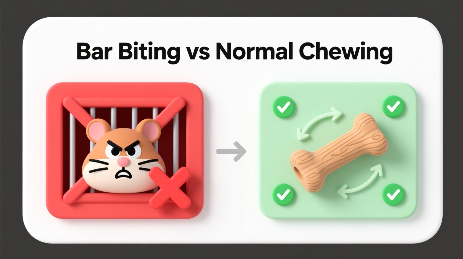 Cage biting vs normal chewing comparison