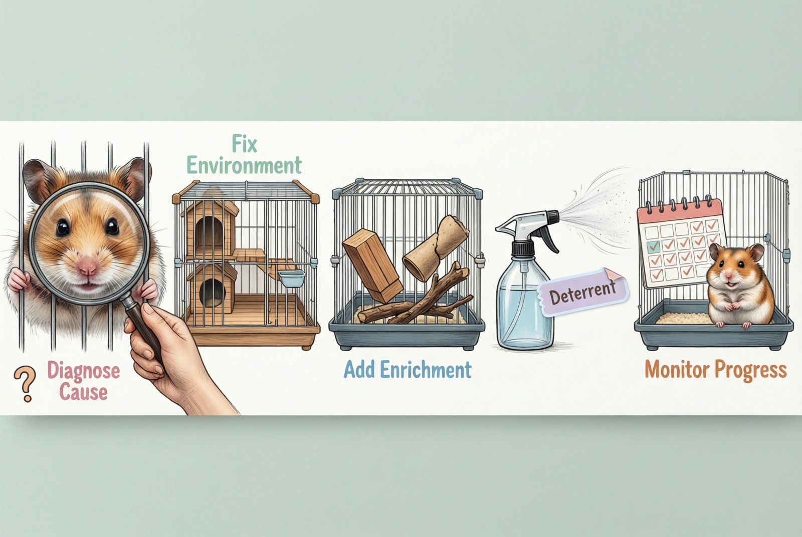 Hamster bar biting 5 step solution