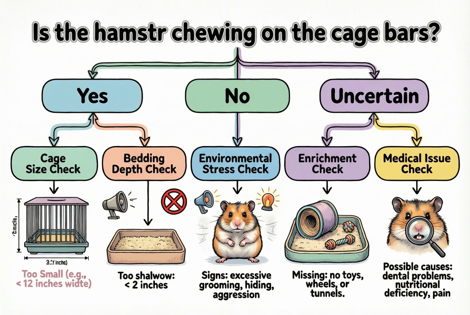 Hamster bar biting diagnosis flowchart