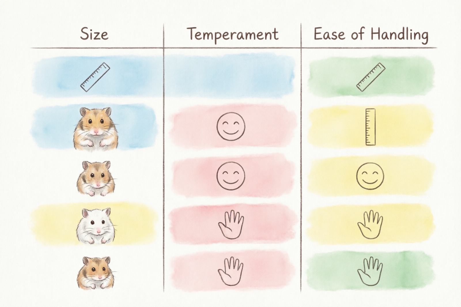 Hamster breed comparison table