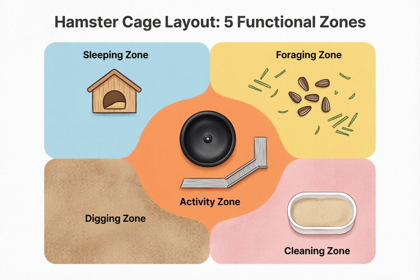 5-zone cage layout for hamster enrichment