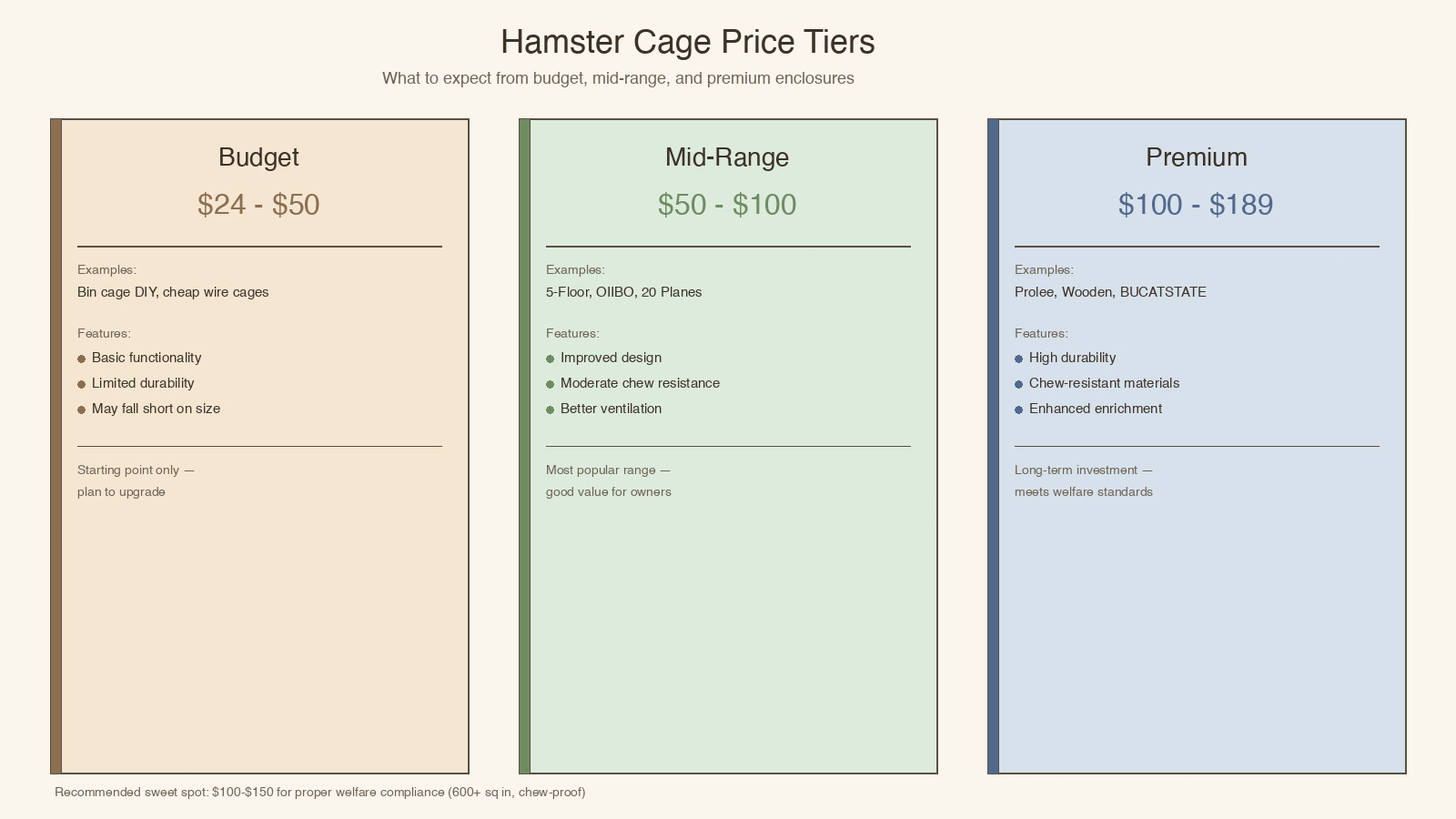 Hamster cage price tiers