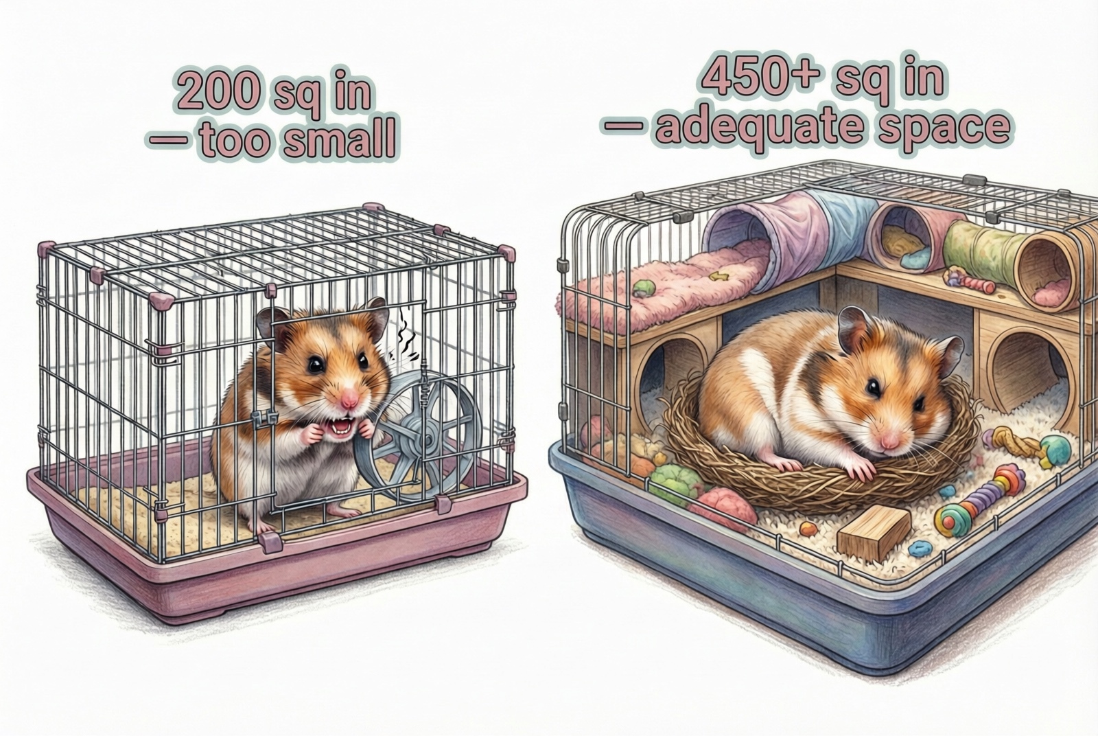 Hamster cage size comparison