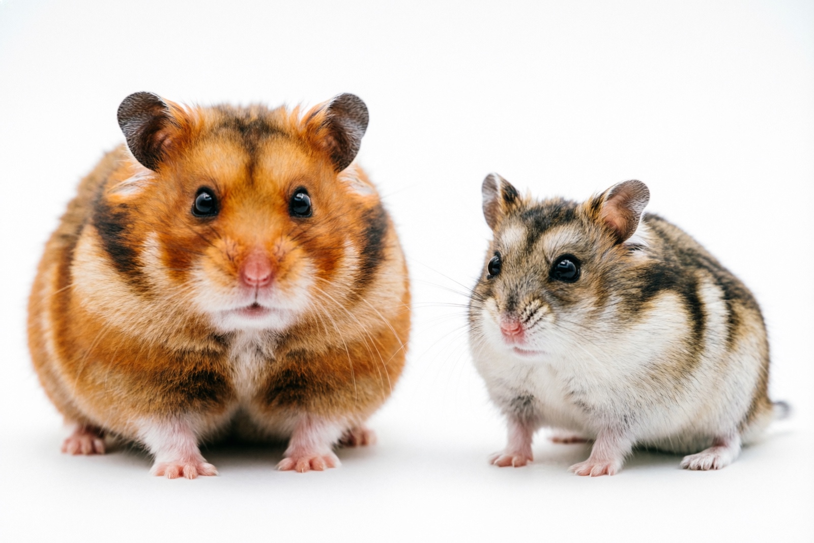Syrian vs Dwarf hamster comparison showing size and appearance differences