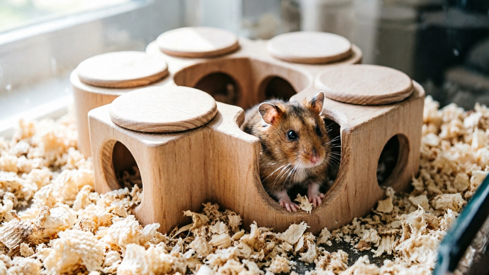 Carrot-shaped wooden chew toys and natural chews for hamsters