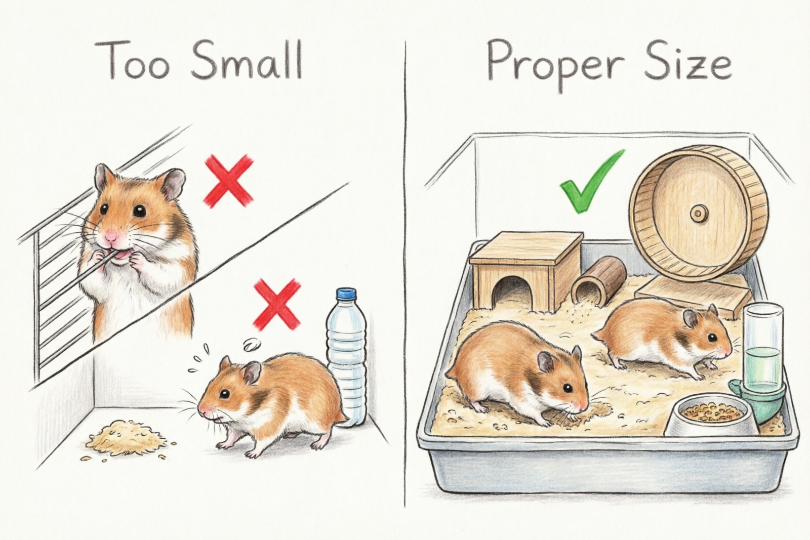 Behavioral comparison of hamsters in small vs large cages