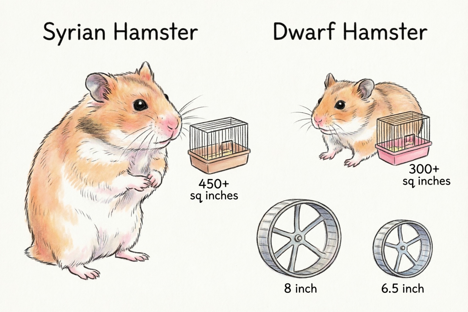 Syrian vs Dwarf hamster product size comparison