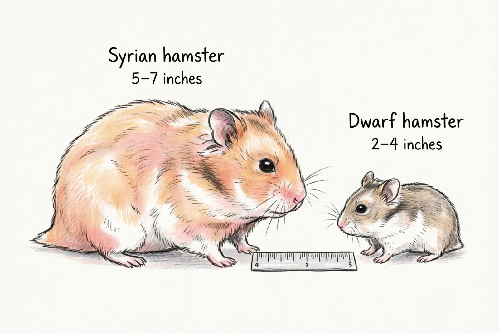 Syrian vs Dwarf hamster size comparison