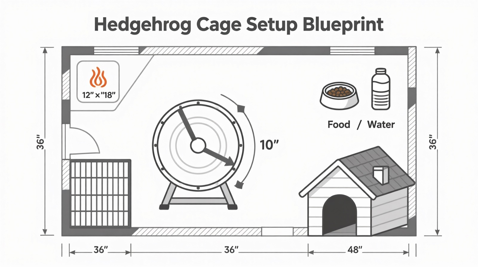 Hedgehog cage setup diagram