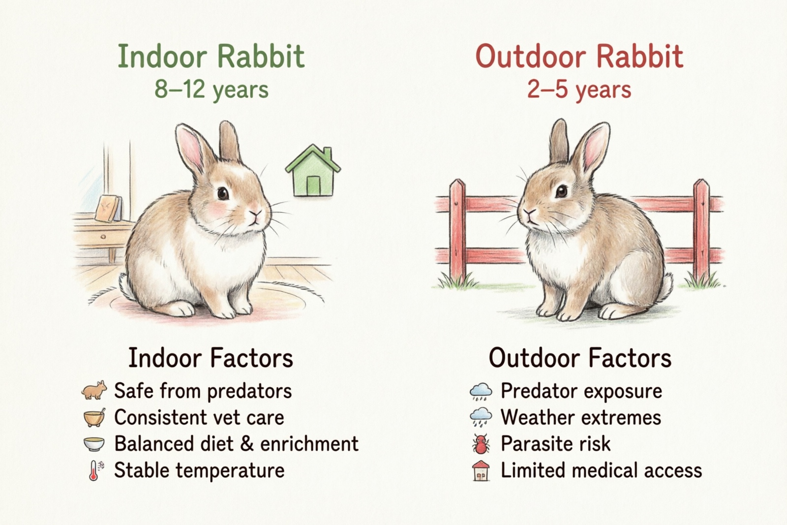 Indoor vs outdoor rabbit lifespan comparison