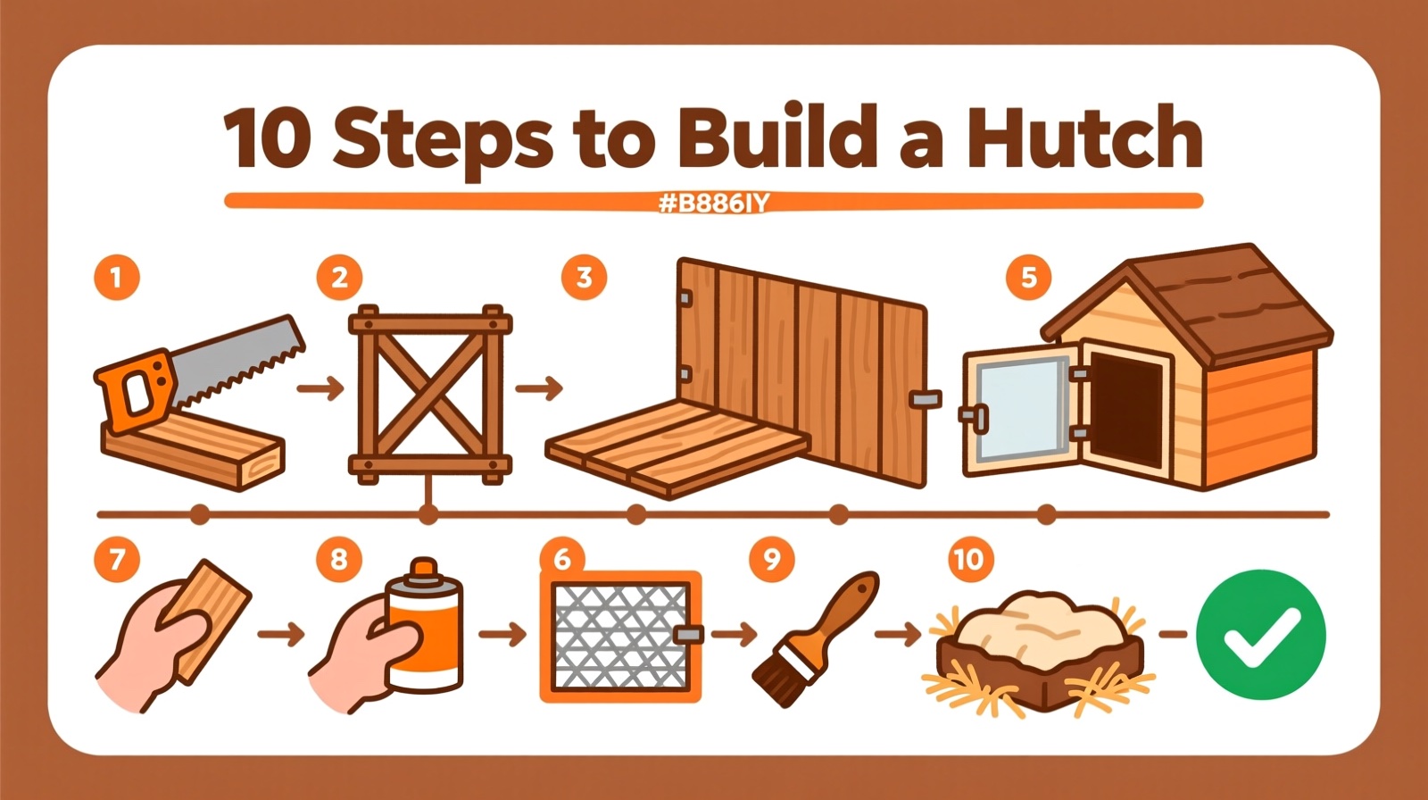 Building a DIY rabbit hutch — floor frame assembled with legs attached and cross-bracing for stability