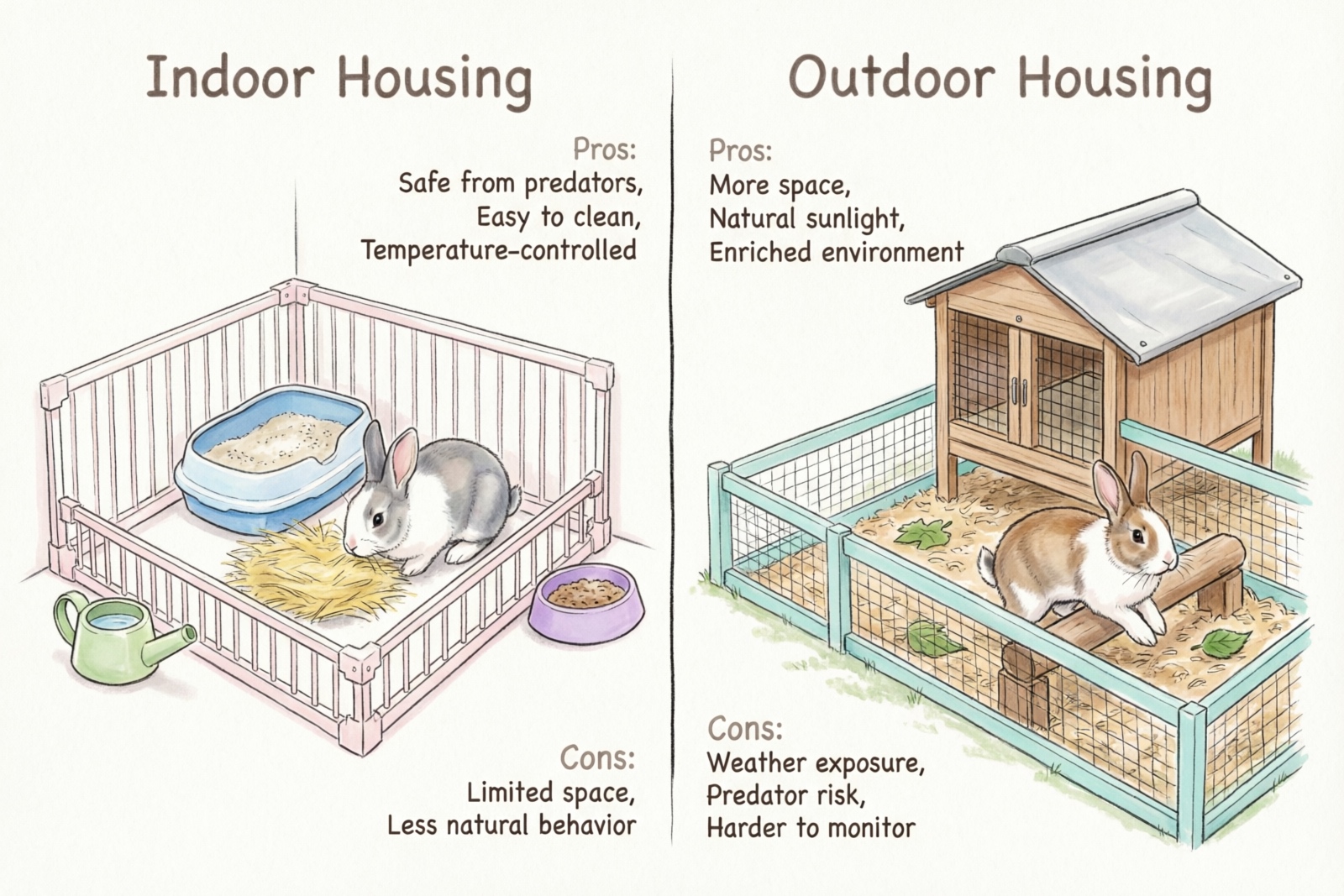 Rabbit indoor vs outdoor cage comparison