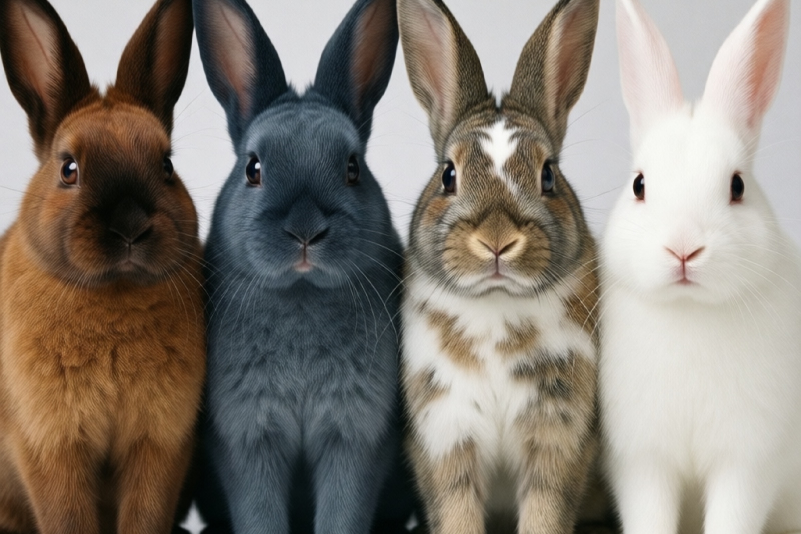 Rex rabbit color varieties showing different coat colors and patterns