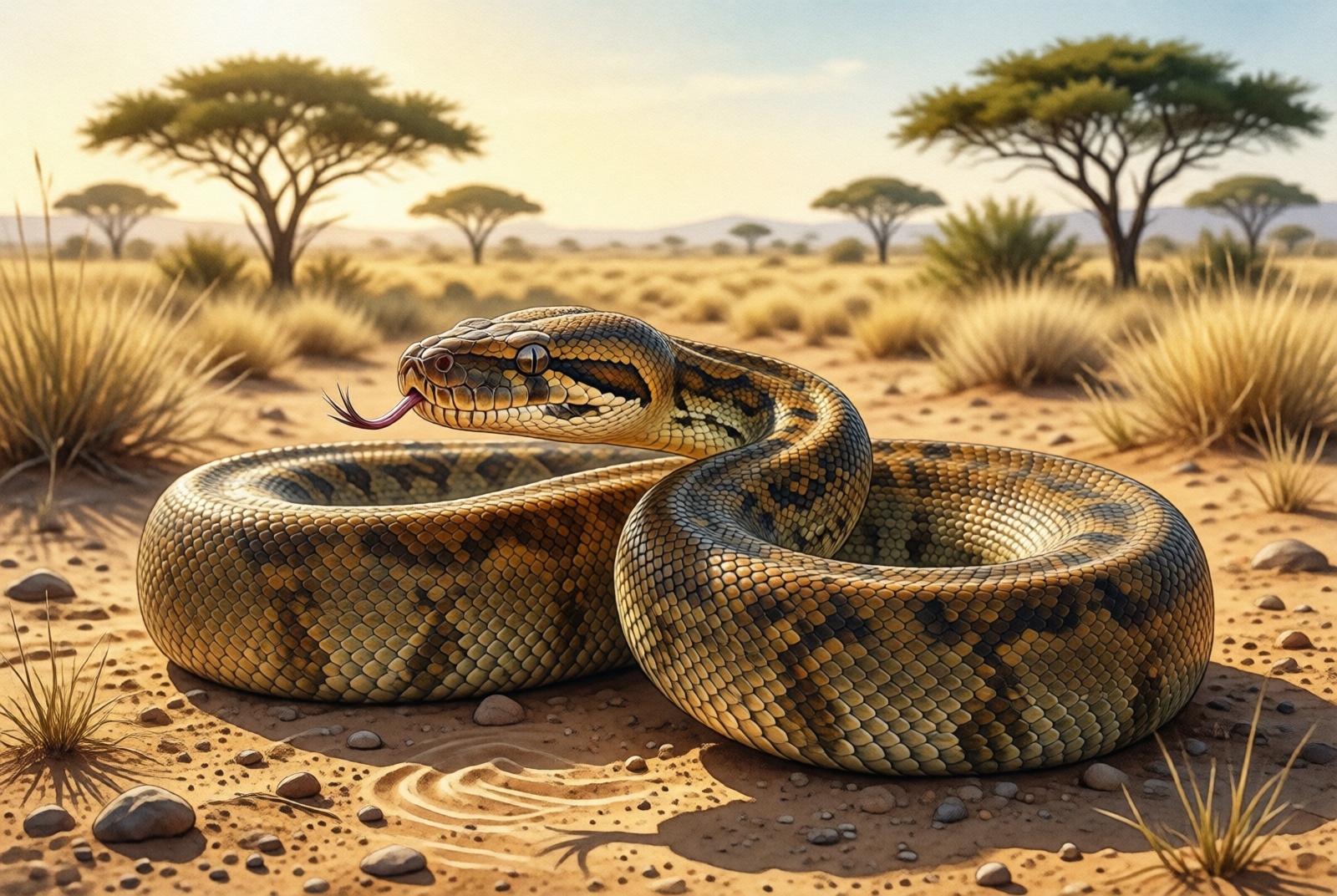 Ball python flicking tongue while exploring