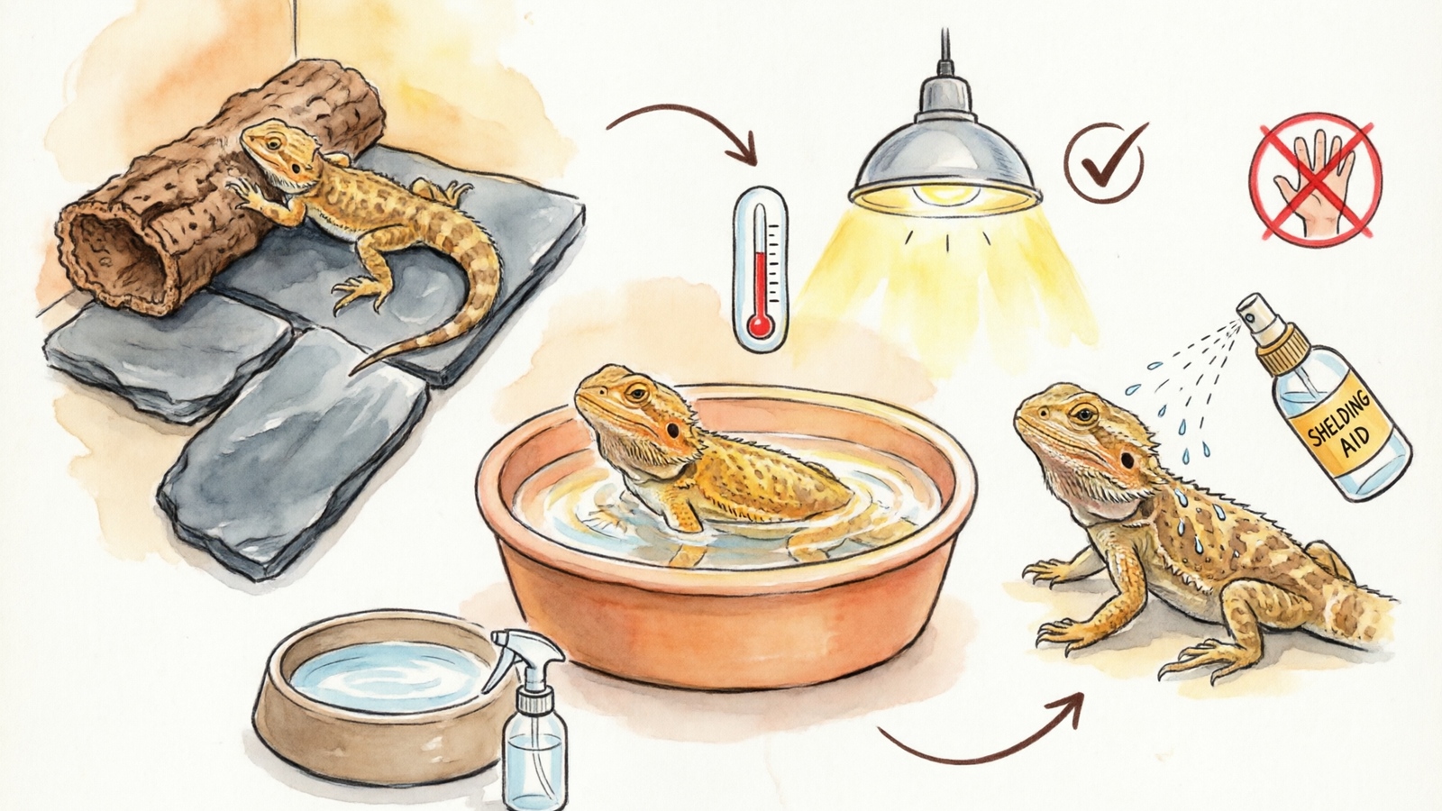 Six-step process for helping a bearded dragon shed safely