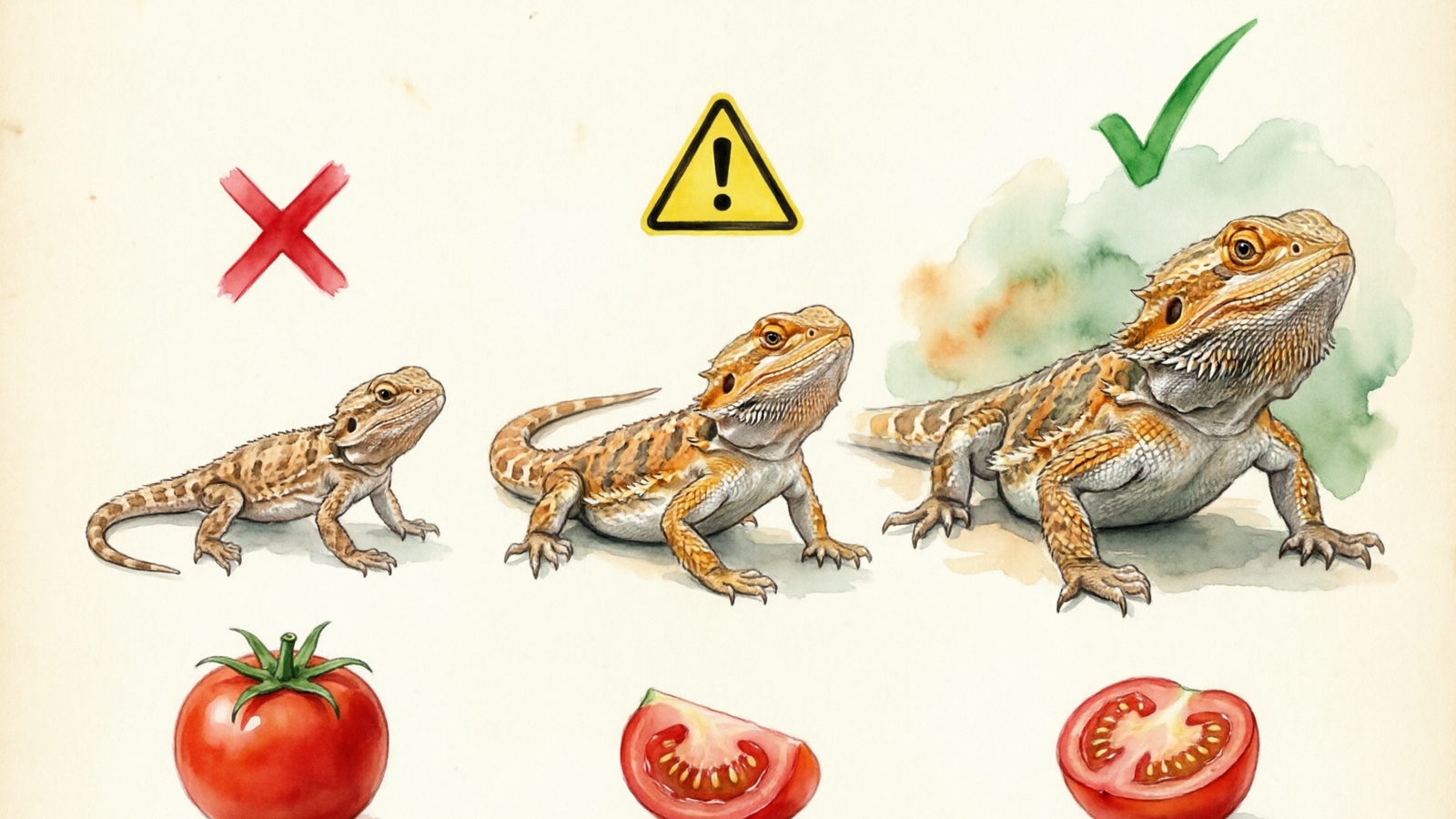 Bearded dragon age stages with tomato feeding suitability