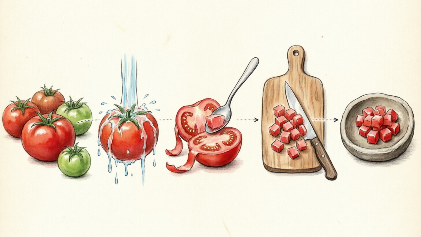 Step-by-step tomato preparation for bearded dragons