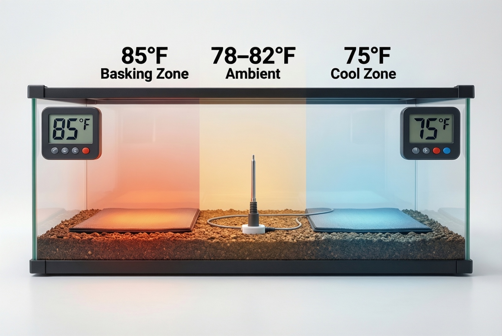 Temperature gradient in corn snake enclosure