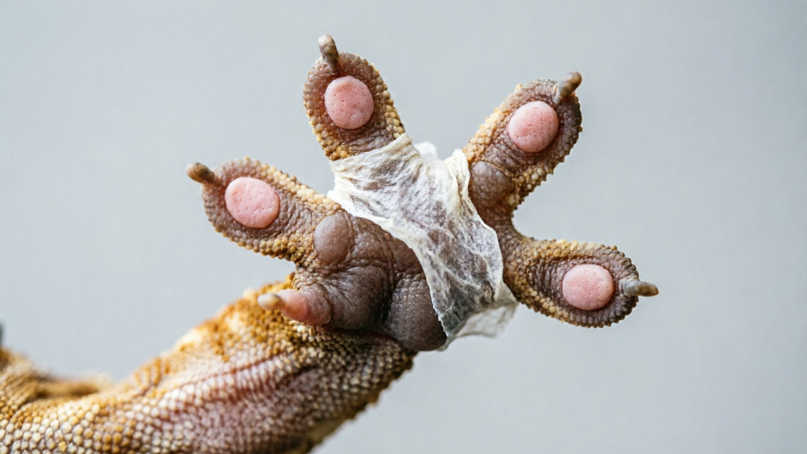 Close-up of crested gecko toe with retained shed