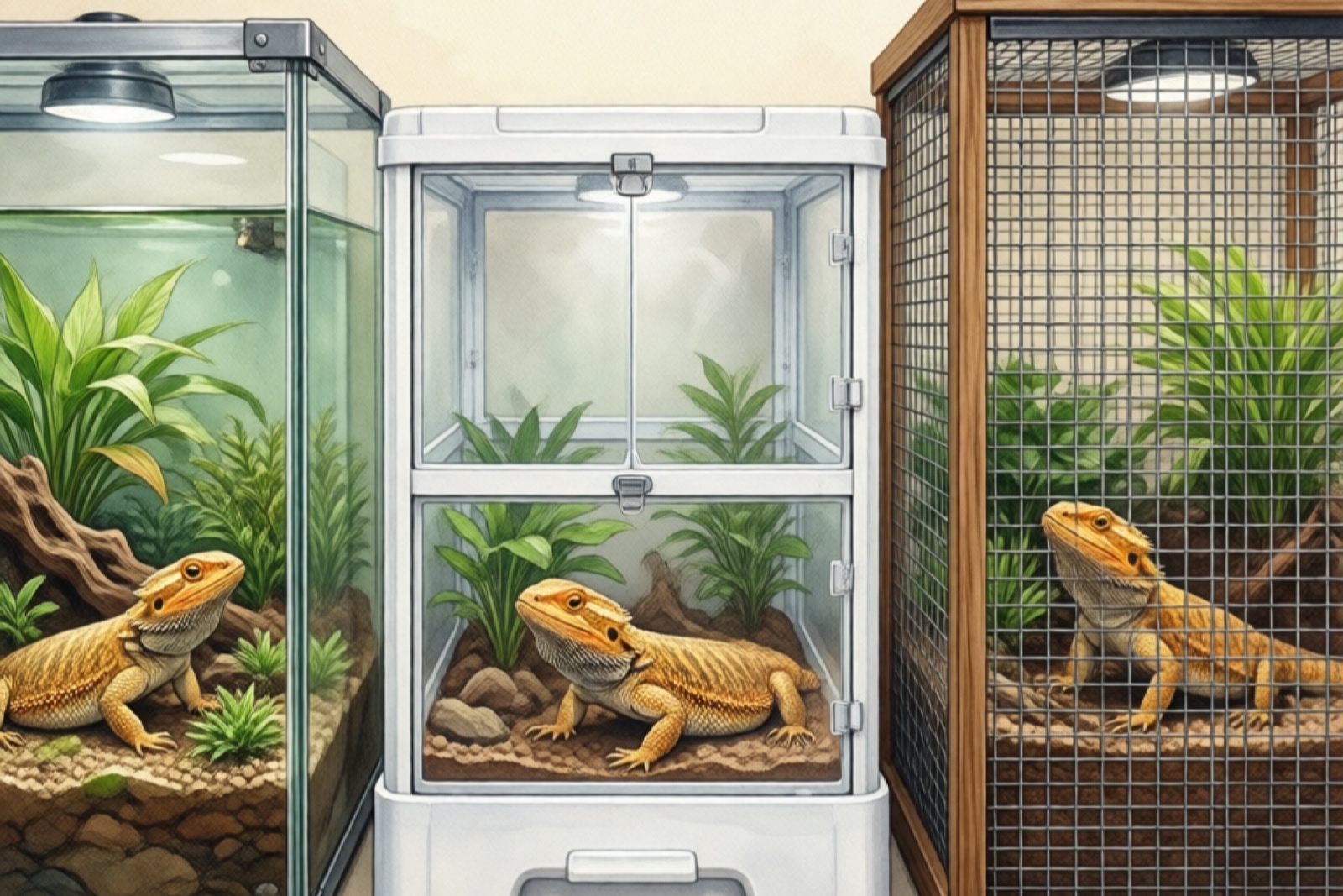 Comparison of glass, PVC, and screen enclosure types for reptiles