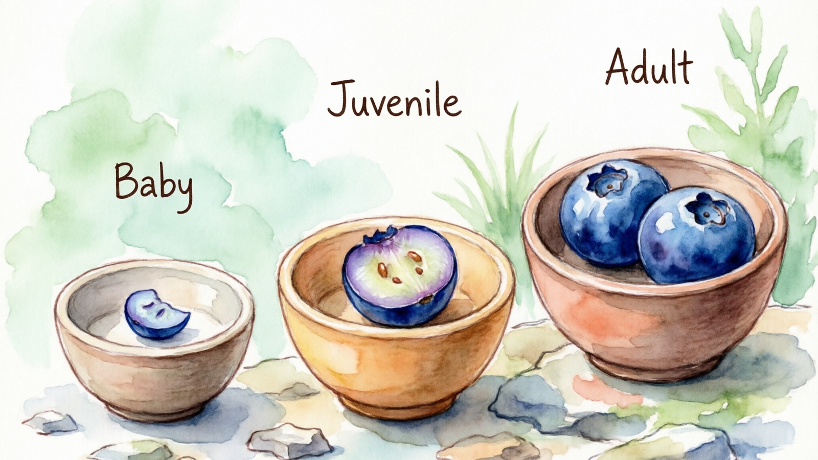 Blueberry portion sizes for baby, juvenile, and adult bearded dragons